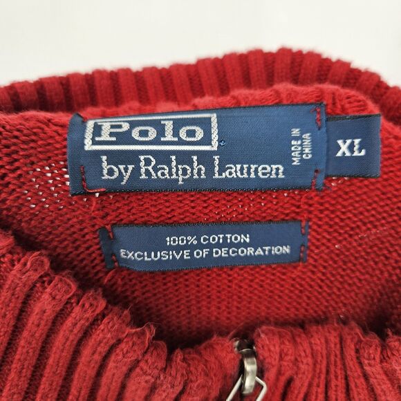 Vintage Polo Ralph Lauren Sweater Mens XL Long Sleeve Red Turtle Neck Cotton - Picture 8 of 8